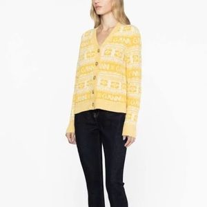 GANNI Yellow Button Cardigan